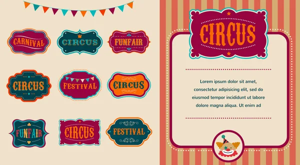 Vintage Circus Etiketten Set — Stockvektor