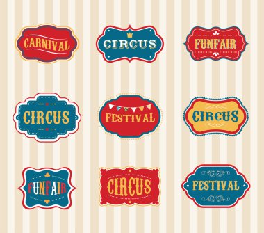 Vintage Circus labels set clipart