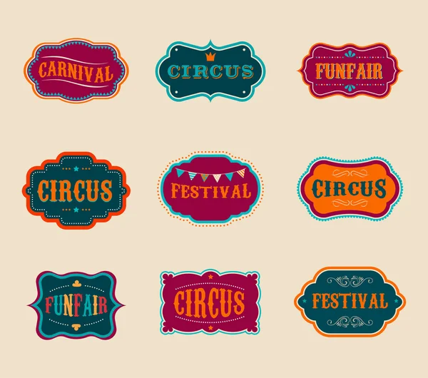 Vintage cirkusz címkék állítva — Stock Vector
