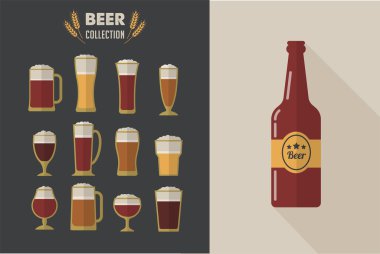 Düz vektör bira gözlük koleksiyonu
