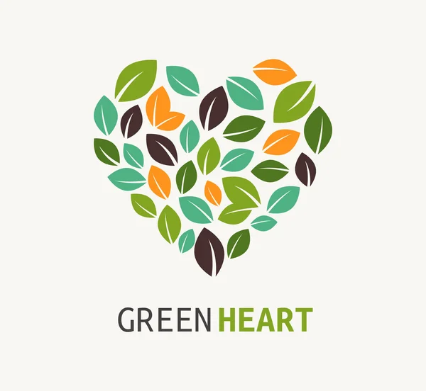Gröna hjärta - vektor icon — Stock vektor