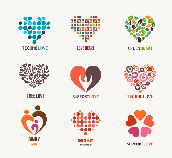 Collection of vector heart icons and symbols — Stock Vector