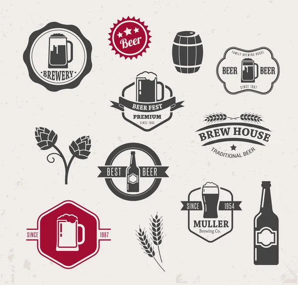 Collection of flat vector Beer icons and elements — Stock Vector