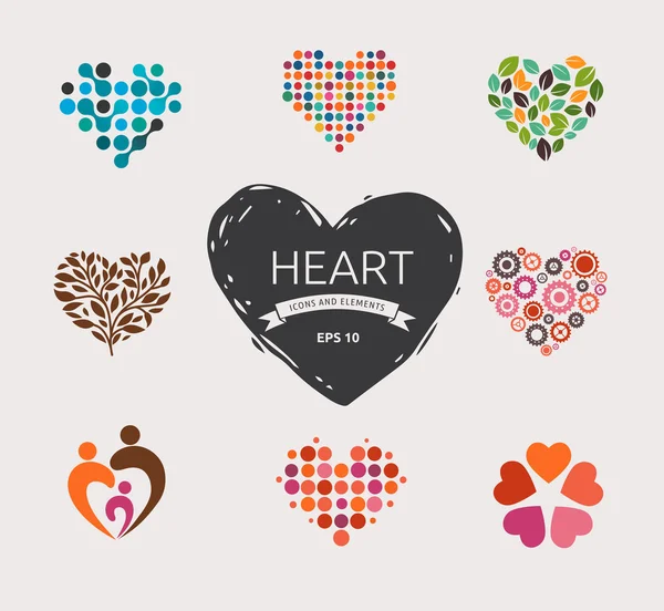 Colección de iconos y símbolos del corazón vectorial — Vector de stock