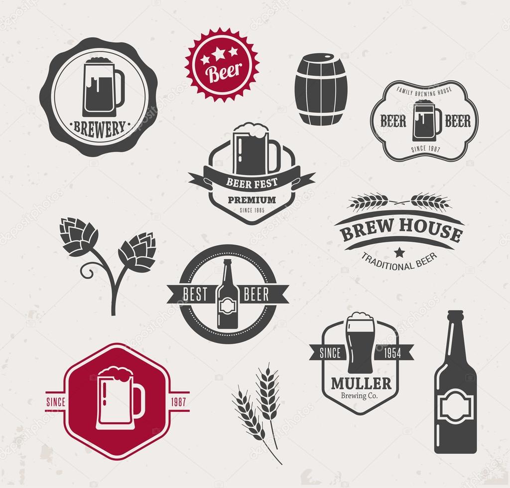 Collection of flat vector Beer icons and elements