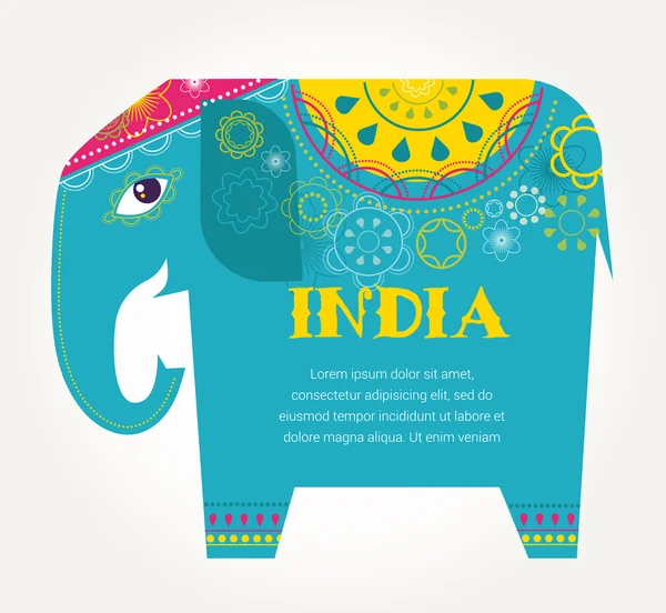 Inde - fond avec éléphant à motifs — Image vectorielle