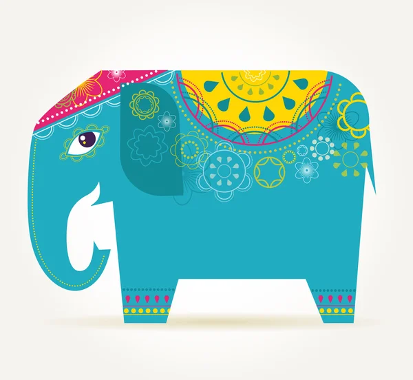 India - background with patterned elephant — Stock Vector