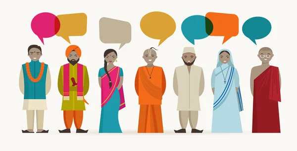 Os indianos falam - diferentes religiosos indianos — Vetor de Stock