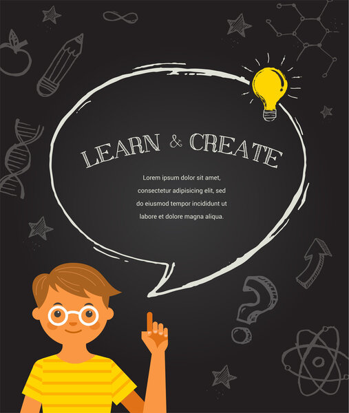 Образование с доской, каракулями
