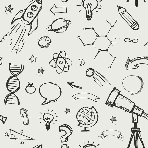 Bildung, Wissenschaft Doodles - nahtlose Muster — Stockvektor