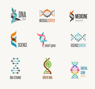 DNA, genetik elemanlar ve simgeler koleksiyonu