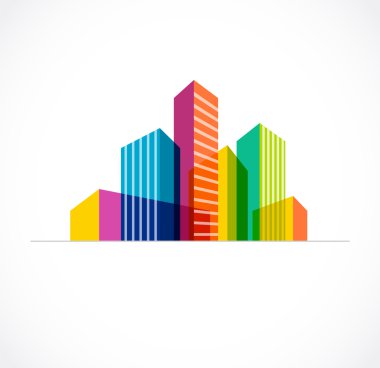 Renkli gerçek Emlak, şehir ve manzarası simgesi