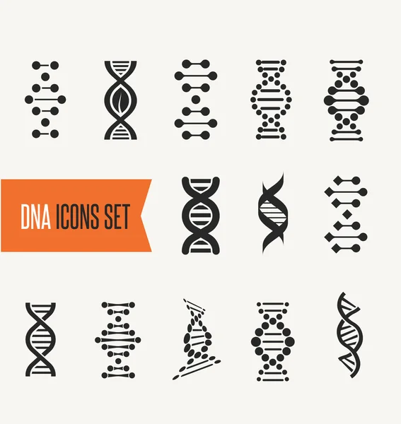 DNA, elementy genetyczne i kolekcja ikony — Wektor stockowy
