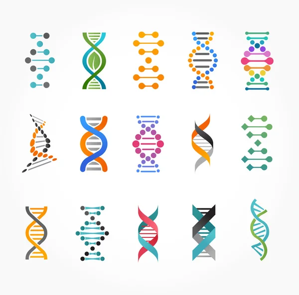 Raccolta di DNA, elementi genetici e icone — Vettoriale Stock