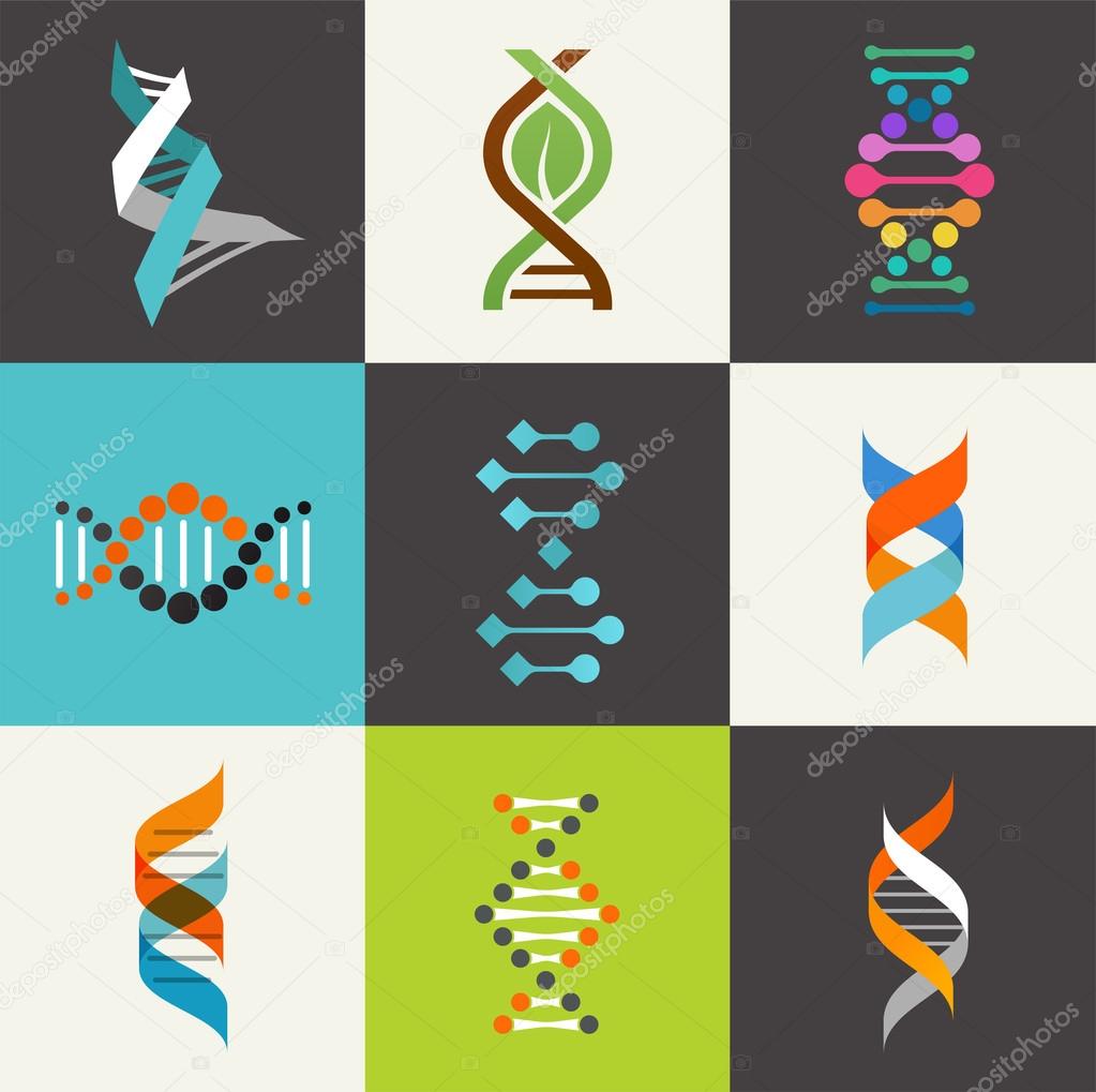 DNA, genetic elements and icons collection