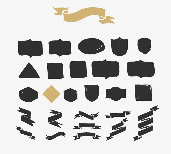 Handgezeichnete Bänder, Symbole und Elemente — Stockvektor