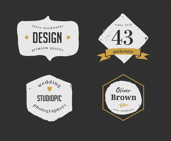 Hand drawn, inked hipster vintage retro labels and logo — Stock Vector