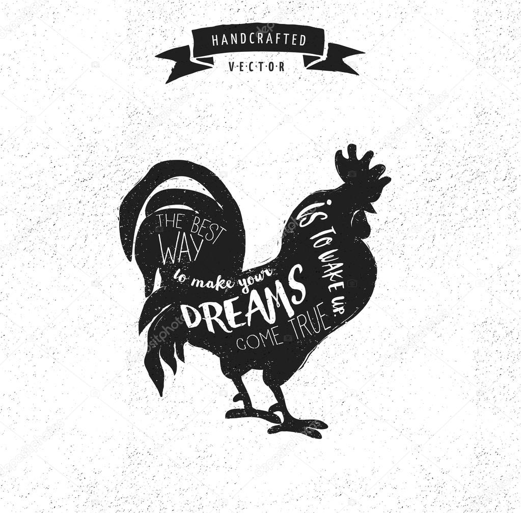 inspiration quote hipster vintage design label - rooster