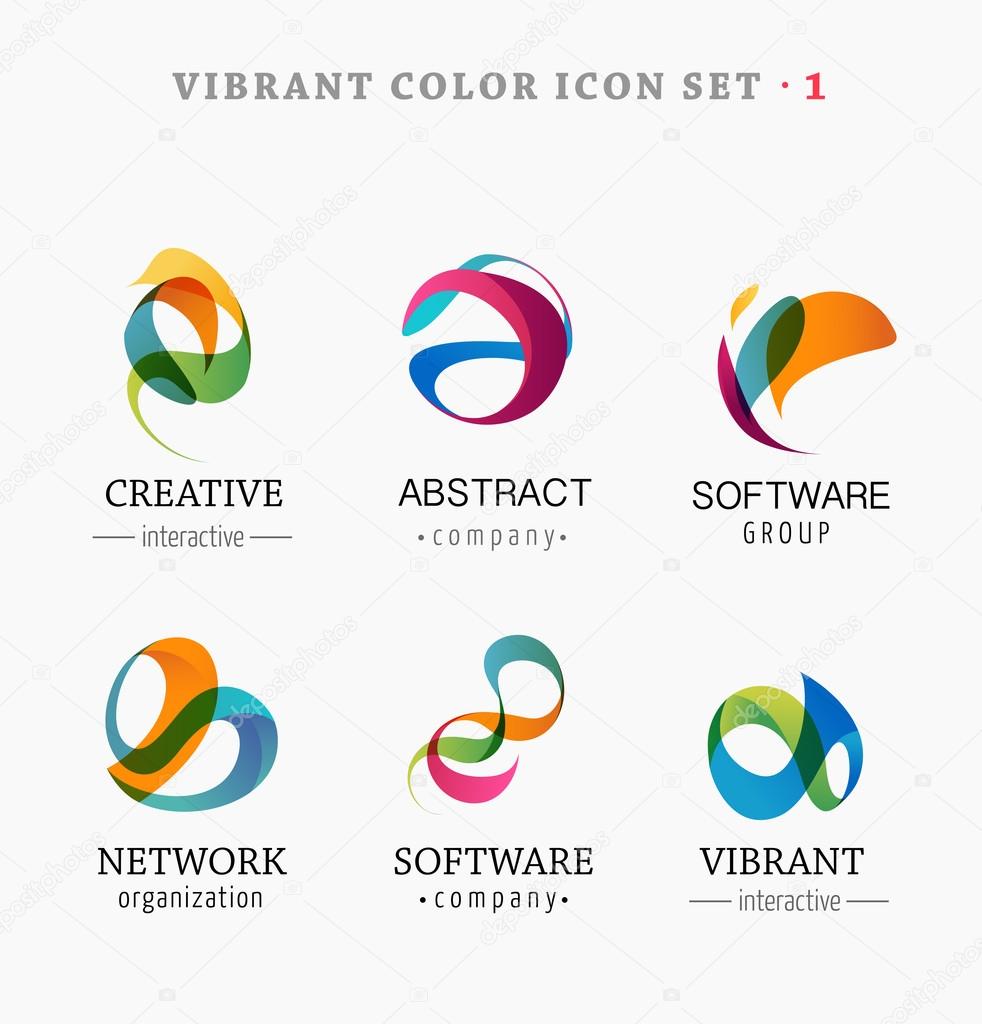 Set of trendy abstract, vibrant and colorful icons, elements