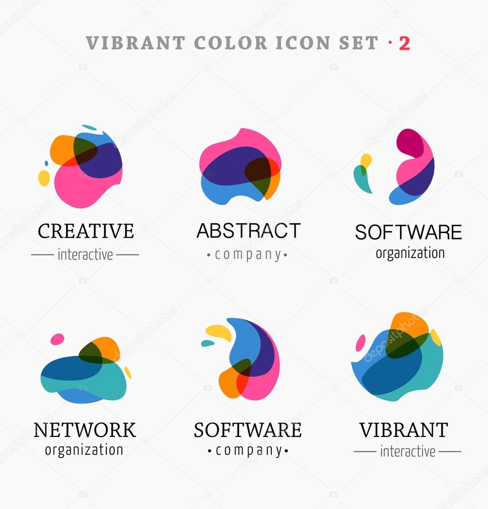 Set of trendy abstract, vibrant and colorful icons, elements