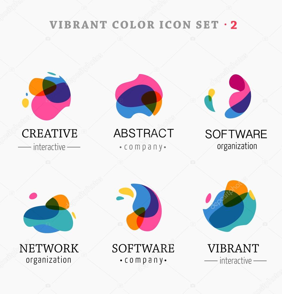 Set of trendy abstract, vibrant and colorful icons