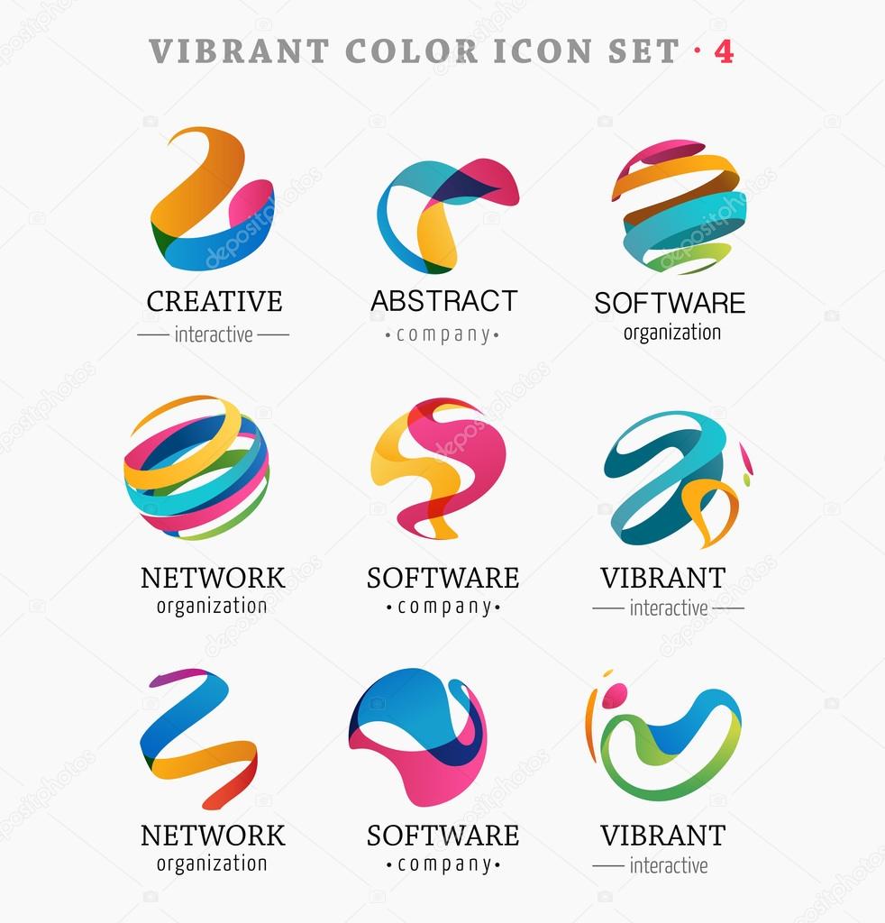 Set of trendy abstract, vibrant and colorful icons, elements