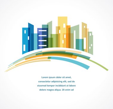 Renkli şehir, gayrimenkul ve manzarası arka plan