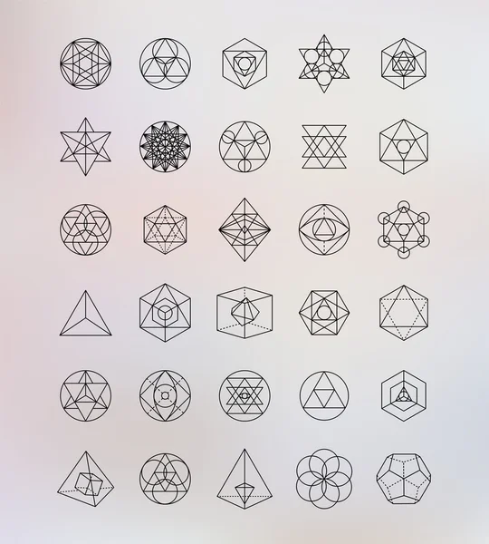 Geometría sagrada. Alquimia, religión, filosofía, espiritualidad, símbolos y elementos hipster — Vector de stock