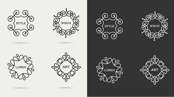 Elegante linea d'arte monogramma logo design — Vettoriale Stock