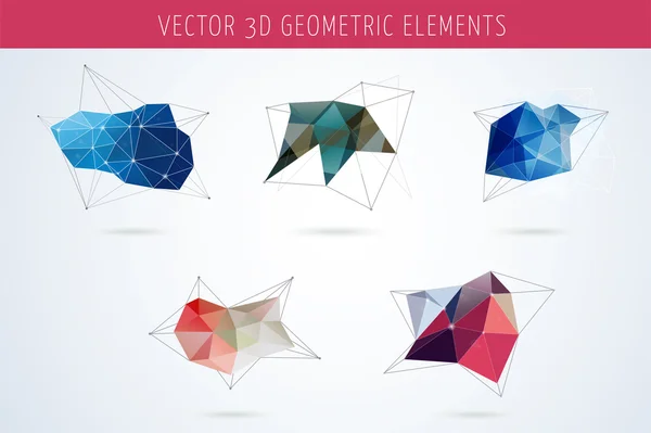 Набор полигональных геометрических абстрактных элементов — стоковый вектор