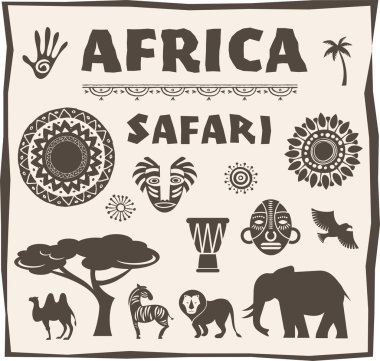 Africa, Safari icon and element set 