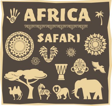 Africa, Safari icon and element set 