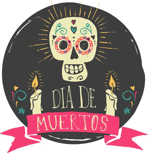 Print - mexican skull, day of the dead — 스톡 벡터