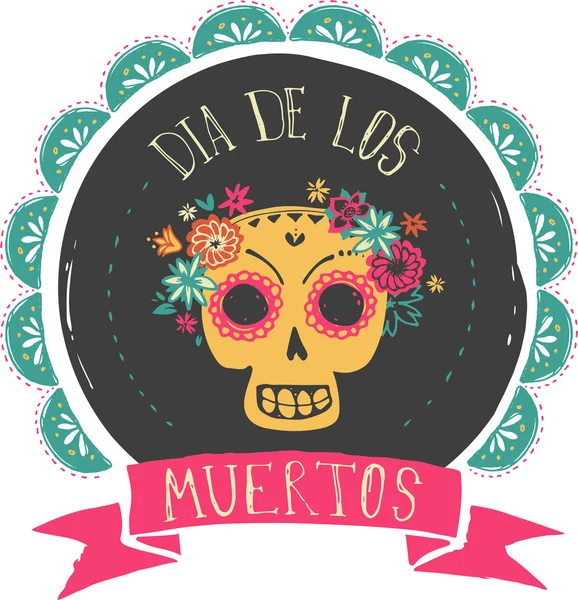 Print - mexican skull, day of the dead — Stok Vektör