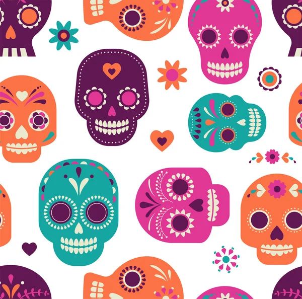 Skull pattern, Mexican day of the dead — Stock Vector