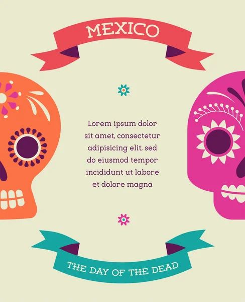 Print - mexican skull, day of the dead — Stock vektor