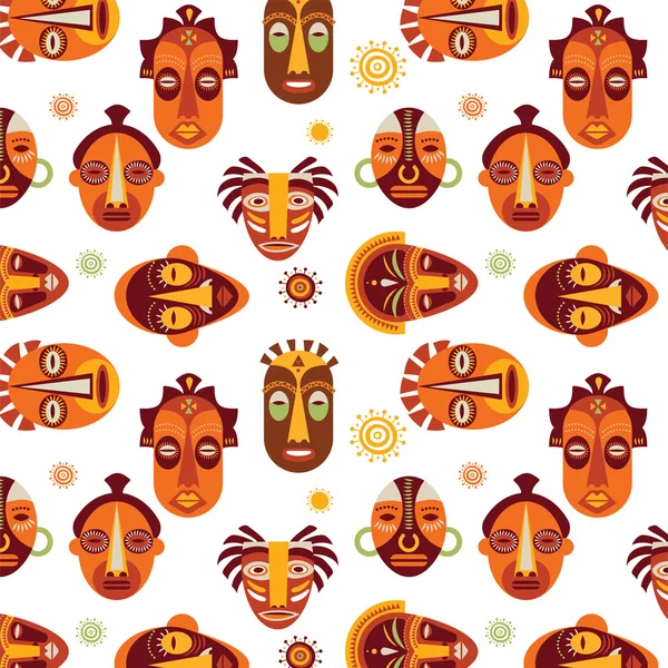 Africké masky vzor — Stockový vektor