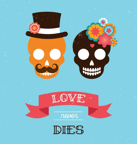 Mexican wedding invitation with two hipster skulls — Stock Illustration Mexican wedding invitation with two hipster skulls Stock Illustration