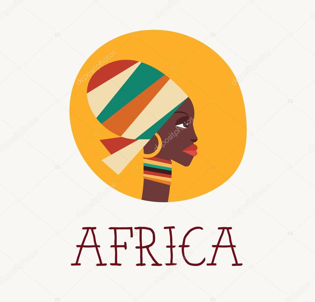 African woman icon and illustration