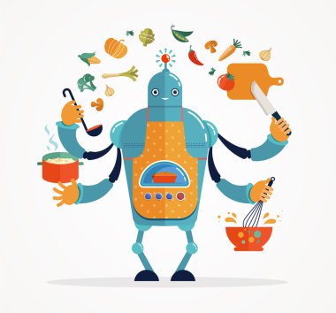 Pişirme ve pişirme Multitasking robot Şef