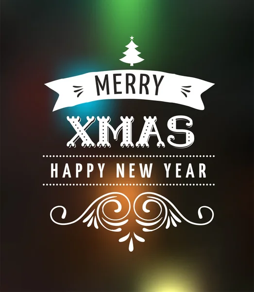 Fondo de Navidad Bokeh luz con tipografía, letras — Vector de stock