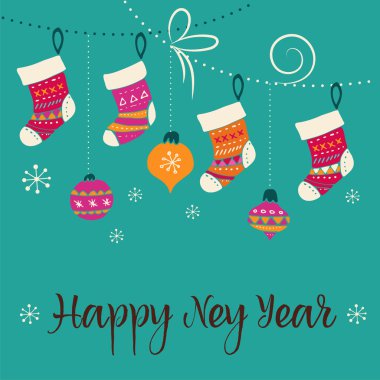 Merry Christmas - Noel çorap tebrik kartı