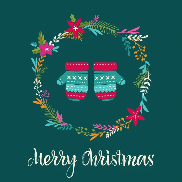 Kötött ujjatlan Xmas háttér, boldog karácsonyt kártya — Stock Vector