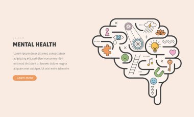 Soyut beyin bilgisi bilgisi. Ruh sağlığı konsepti vektör illüstrasyonu.