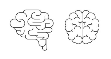 Doğrusal soyut kalp ve beyin. Ruh sağlığı konsepti vektör illüstrasyonu.