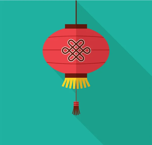 Ano novo chinês, design plano limpo com lanterna — Vetor de Stock