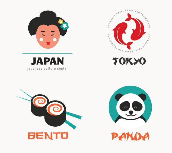 Icônes japonaises de la nourriture et des sushis, conception de menu — Image vectorielle