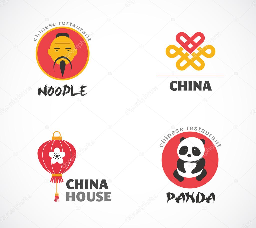 Chinese restaurant and coffee shops icons, menu design, elements