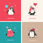 Niedliche handgezeichnete Pinguine Set - Frohe Weihnachtsgrüße