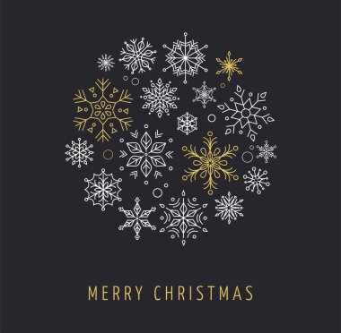 Snowlakes, geometrik Noel daire arka plan